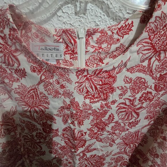 Talbots Petites Red Floral Sleeveless Dress Size 10P - Picture 3 of 5